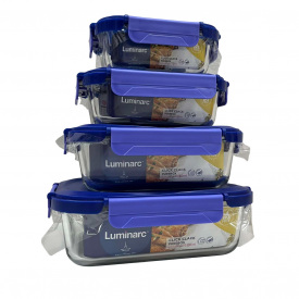 Набір контейнерів Luminarc Click Clack 370/650/1040/1520 мл Синій (23739)