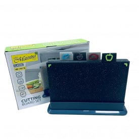 Набір обробних дощок Maestro MR-1787-TG з підставкою 29х19,5 см 4 шт Різнокольоровий (23613)