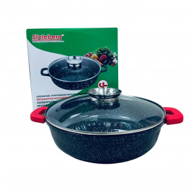 Сковорода-сотейник индукционная с крышкой Styleberg 1999 28 см мраморно-керамическое покрытие Черный (23549)