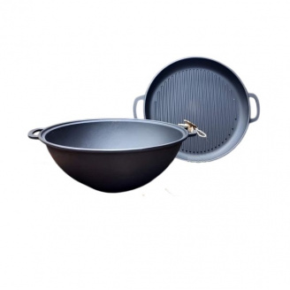 Котел чавунний з кришкою-сковорідкою гриль Maysternya V12СРGr 12 л Чорний (23695)