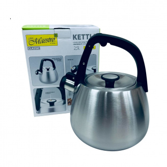 Чайник из нержавеющей стали Maestro MR-1318 со свистком 2.5л Стальной (23561)