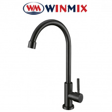 Однокран для холодной воды черный Winmix MONO-01 SUS BLACK 1/2" SUS304, из нержавеющей стали, Польша