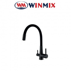 Смеситель для кухни рефлекторный черный, гусак с краном под осмос Winmix Sus REFLECTOR BLACK (Chr-021) SUS304 из нержавеющей стали, Польша Коломия