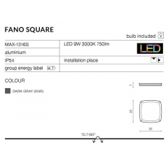 Стельовий світильник AZzardo FANO SQUARE AZ2186 (MAX-1316S-DGR) Хуст