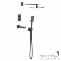 Душевая система скрытого монтажа с термостатом и изливом Imprese Bilovec t04800910STC матовая черная Одеса