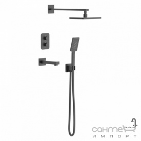 Душевая система скрытого монтажа с термостатом и изливом Imprese Bilovec t04800910STC матовая черная