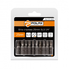 Біта сталева Polax 25 мм SL5 1/4 ,10 шт (51-069) Чернігів