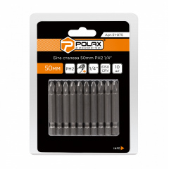 Біта сталева Polax 50 мм PH2 1/4, 10 шт (51-075) Київ