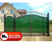 Ворота кованые из профнастилом