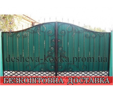 Кованые ворота из калиткой из профнастила