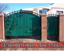 Кованые ворота из профнастила