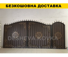 Ворота кованые из профнастилом и калиткой