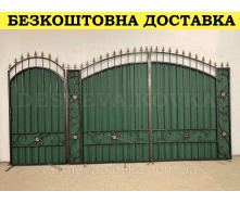Кованые ворота из профнастила