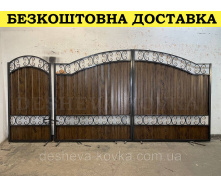 Ворота кованые из профнастилом
