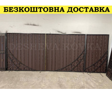 Кованые ворота из калиткой и ковкой