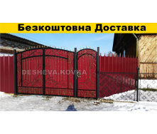 Ворота из ковкой калиткой из профнастила