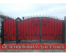 Распашные ворота из калиткой и профнастила
