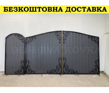 Кованые ворота из калиткой и профнастила
