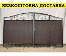Кованые ворота с калиткой и пиками