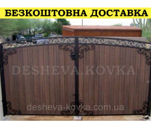 Кованые ворота из профнастилом и коваными элементами