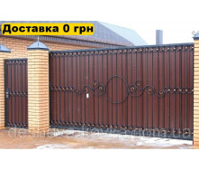 Кованые ворота из профнастила