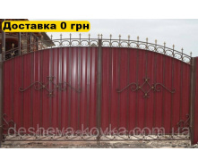 Кованые ворота из коваными элементами из профнастила