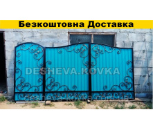 Элитные ворота из профнастила из ковкой