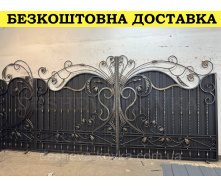 Кованые ворота из профнастилом и коваными элементами Код: А-01222