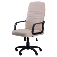 Офісне крісло Чинція Чорний шкірозамінник Неаполь N-20 для бухгалтерії канцелярії офісу та дому Бежевий