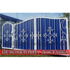 Ворота из коваными элементами и профнастила