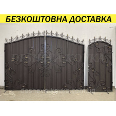Ворота кованые из профнастила