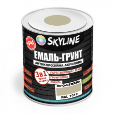 Эмаль-грунт акрил-полиуретановая шелковисто-матовая Skyline RAL 1019 3в1 Серо-бежевый 0,9 кг