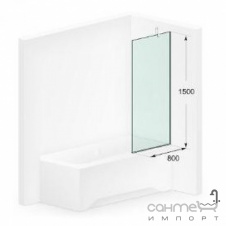 Шторка на ванну Liberta Capri Slim 800x1500 хром/прозрачное стекло, кругл. накл. держ.