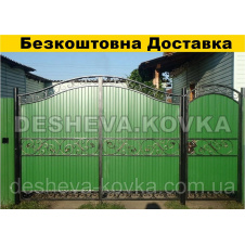 Кованые ворота из профнастила из калиткой для дома