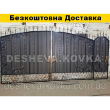 Ковані ворота з профнастилу з хвірткою Код: А-01173
