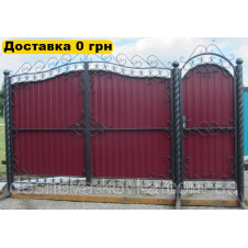 Кованые ворота из профнастила из коваными элементами