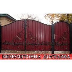 Кованые ворота из профнастила и элементами ковки Харьков