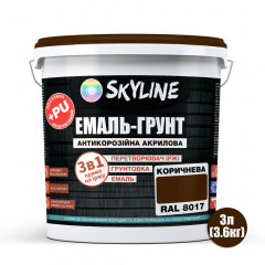 Емаль-грунт акрил-поліуретанова шовковисто-матова Skyline RAL 8017 3в1 Коричневий 3,6 кг Хмельницький