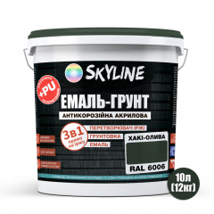 Емаль-грунт акрил-поліуретанова шовковисто-матова Skyline RAL 6006 3в1 Хакі-олива 12 кг Івано-Франківськ
