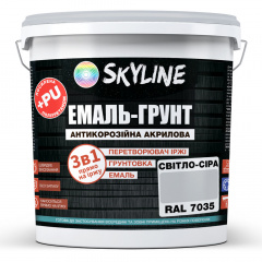 Емаль-грунт акрил-поліуретанова шовковисто-матова Skyline RAL 7035 3в1 Світло-сірий 3,6 кг Буча