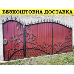 Кованые распашные ворота из профнастила Київ