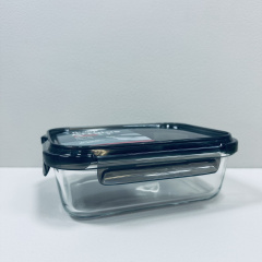 Контейнер скляний прямокутний з пластиковою кришкою Krauff Artglas 29-298-027 1000 мл Темно-синій (23640) Запоріжжя