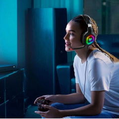 Игровая гарнитура Onikuma Gaming K10 Pro LED с RGB подсветкой Черный Славута