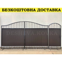 Кованые ворота с ковкой и зеленым профнастилом Херсон