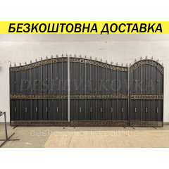 Эксклюзивные кованые ворота из профнастилом и коваными элементами Суми
