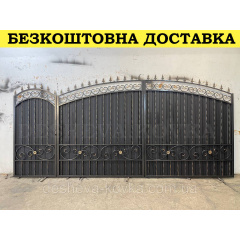 Кованые ворота из профнастила Код: А-0191 Винница