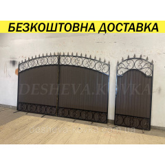 Ворота кованые из профнастилом и калиткой Код: А-01224 Київ