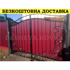 Ворота кованые из профнастилом и калиткой Код: А-01255 Біла Церква