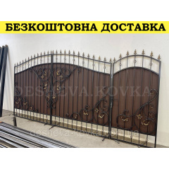 Кованые ворота из профнастила Код: А-01150 Харків
