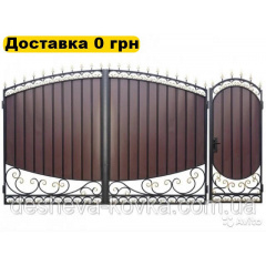 Ворота из наружной калиткой из коваными элементами Чернігів